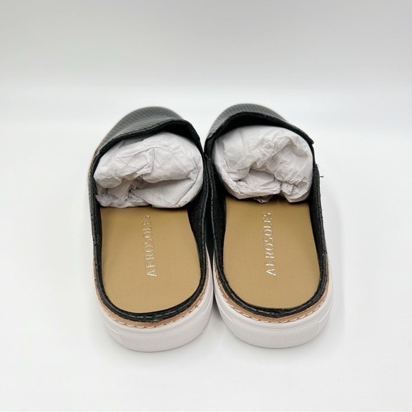 Aerosoles Women's Niagara Black Leather Slip On Mules Sneakers Shoes  Size 6 NEW - Picture 7 of 13